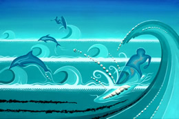 Painting of a surfer